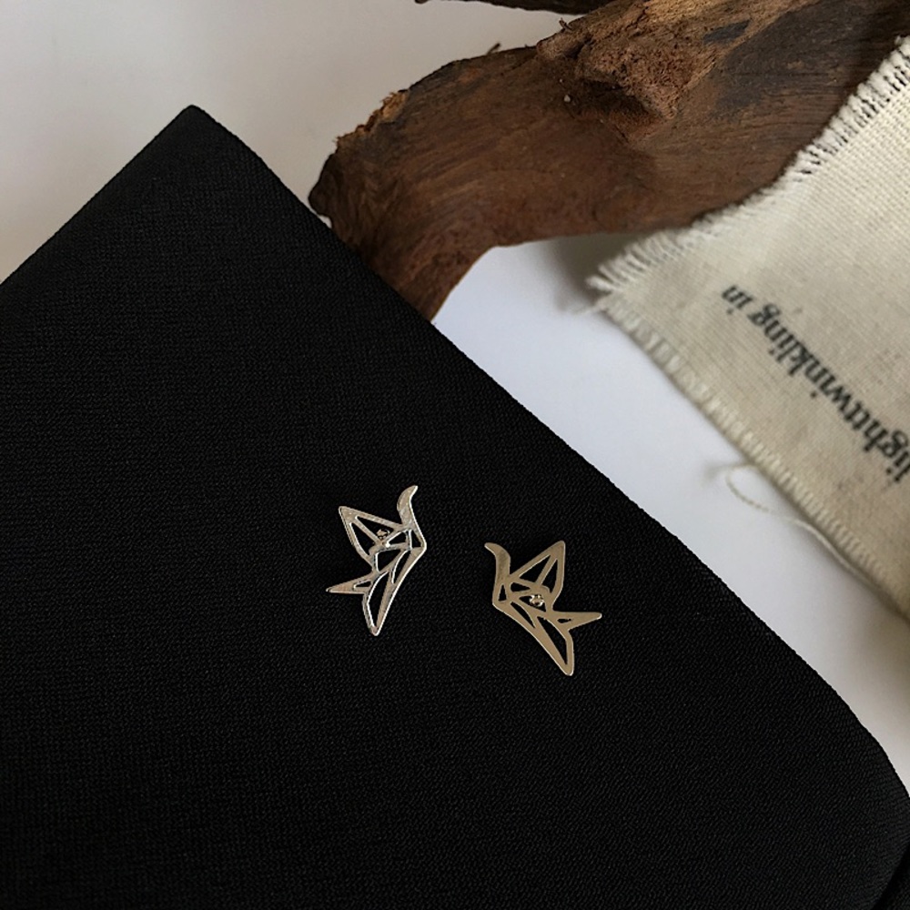 💙Orizuru Paper Crane Bird Art Stud Earrings